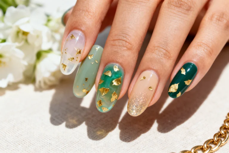 5 Gold Flake Polishes for Cute St Patricks Day Nails