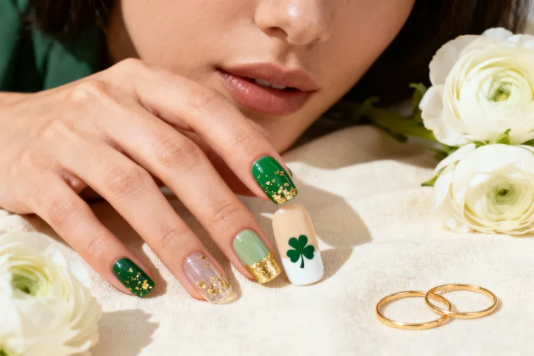 5 Gold Flake Polishes to Elevate Your St Patricks Nails Ideas