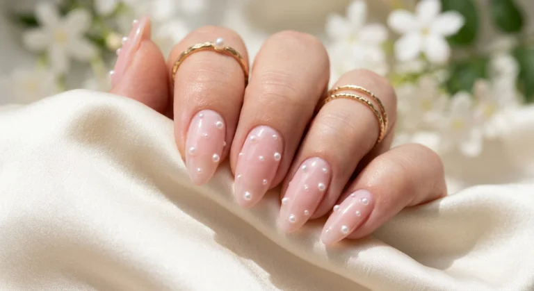 Aesthetic Nails Featuring Tiny Pearl Accents