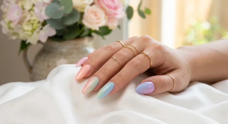 Aesthetic Nails in Pastel Rainbow Gradients