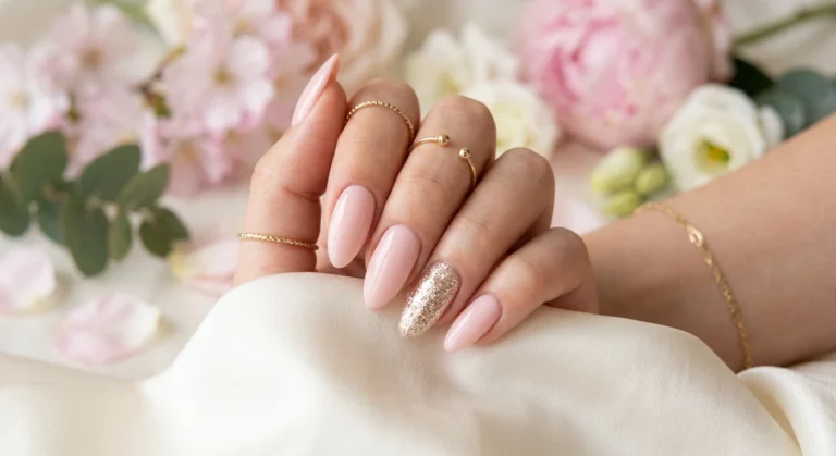 Glitter Accent Spring Nails for Celebrations