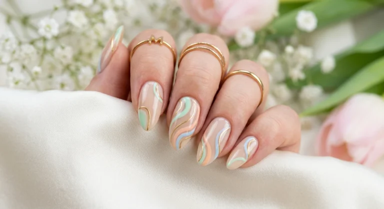 Spring Nails Inspo With Abstract Line Art