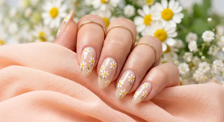 Spring Nails Inspo With Delicate Daisy Art