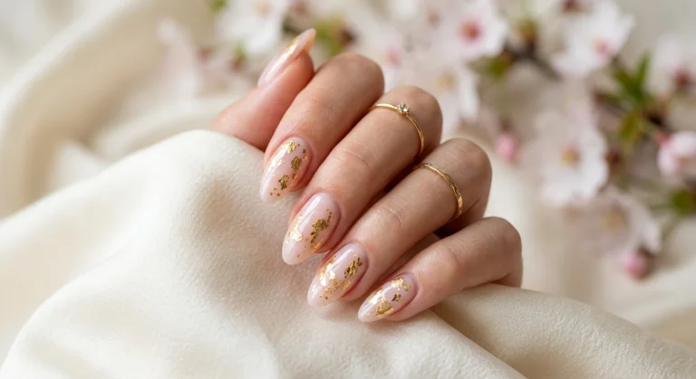 Spring Nails Inspo With Gold Foil Details